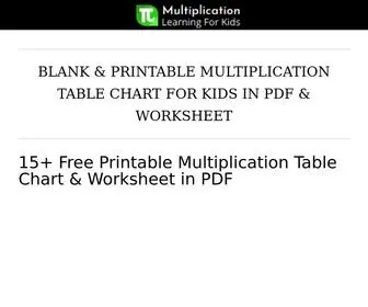 Multiplicationtable.org(Free Printable Multiplication Table Chart & Worksheet in PDF) Screenshot