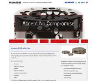 Mumetal.com(Mumetal high permeability magnetic shielding) Screenshot