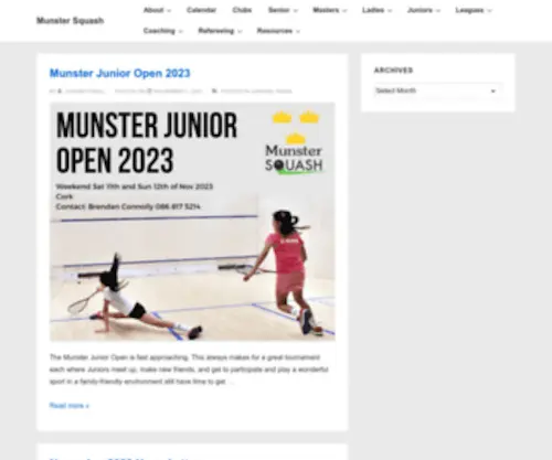 Munstersquash.com(The umbrella organisation for squash played in the province of Munster) Screenshot