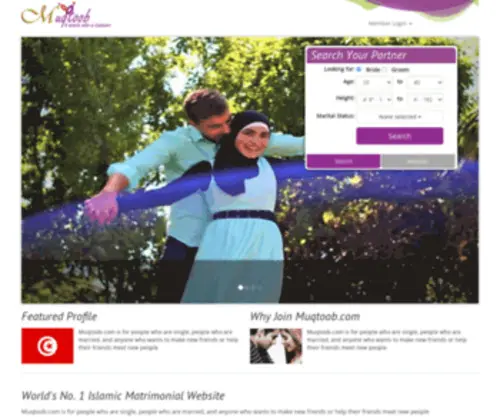 MuqToob.com(Free Muslim Matrimonial Website) Screenshot