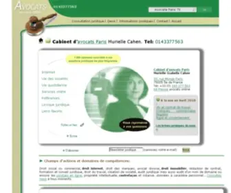 Murielle-Cahen.com(Avocat en ligne conseil juridique avocats Paris) Screenshot