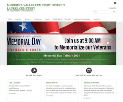 Murrietacemetery.org(Murrieta Valley Cemetery District) Screenshot