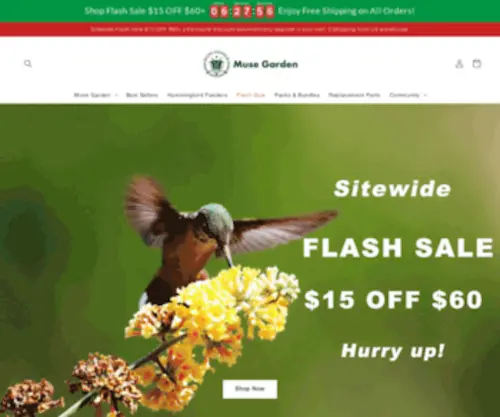 Musegarden.shop(Muse Garden Hand Blown Glass Hummingbird Feeders) Screenshot