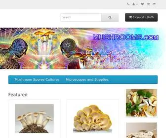 Mushrooms.com(Psilocybe Magic Mushroom Spores Store in the USA) Screenshot