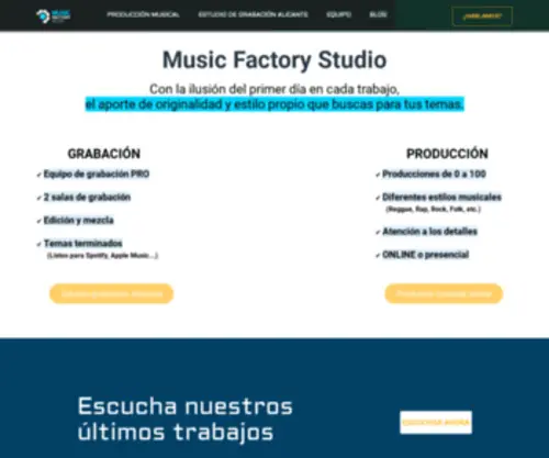 MusicFactorystudio.com(Estudio de grabación y producción musical en Alicante) Screenshot