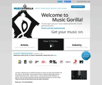 MusicGorilla.com(Get your music to labels and film) Screenshot