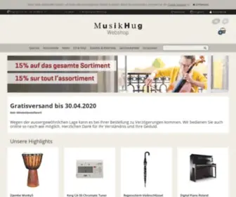 Musikhug-Shop.ch(Herzlich willkommen beim musik hug online shop) Screenshot