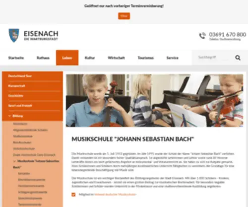 Musikschule-Eisenach.de(Webseite der wartburgstadt eisenach) Screenshot