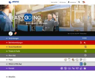 MVG.de(Internet Startseite der Münchner Verkehrsgesellschaft (MVG)) Screenshot