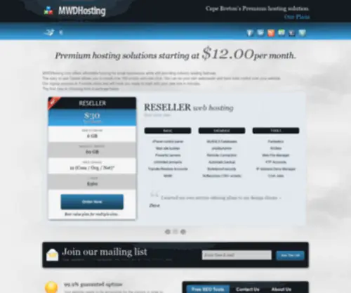 MWdhosting.com(Cape Breton NS Web Hosting for personal and small business hosting Cape Breton) Screenshot
