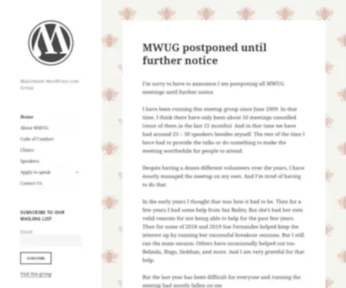 Mwug.info(Manchester WordPress User Group) Screenshot