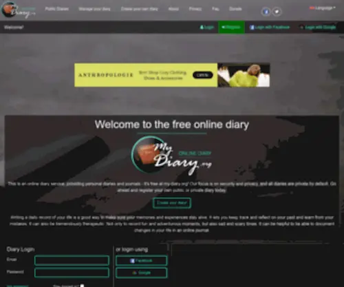 MY-Diary.org(Everyone can have their free personal diary or journal at) Screenshot