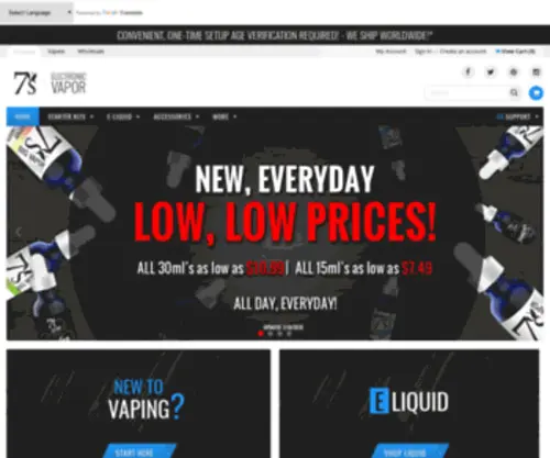 MY7S.com(E Cigarettes by 7's Electronic Cigarettes) Screenshot