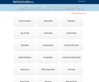 Mycityclassified.com(Free Classified Advertisements) Screenshot