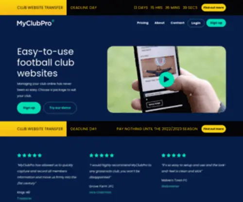 MYclubpro.co.uk(Club Website) Screenshot