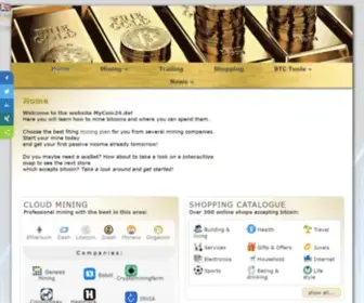 Mycoin24.de(Cloud Mining und Bitcoin Shopping) Screenshot