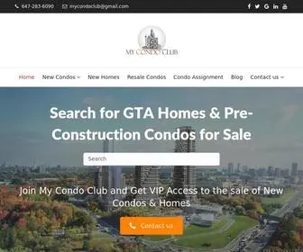 Mycondoclub.com(Toronto's Online Portal for New Condos & Homes) Screenshot