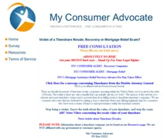 Myconsumeradvocate.com(Timeshare resale scam) Screenshot