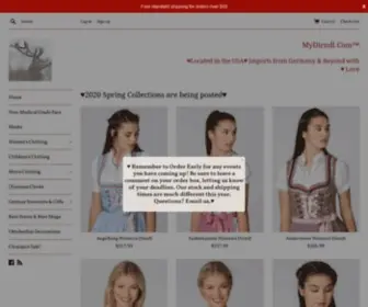 Mydirndl.com(Dirndls & Lederhosen Imported from Germany & Beyond) Screenshot