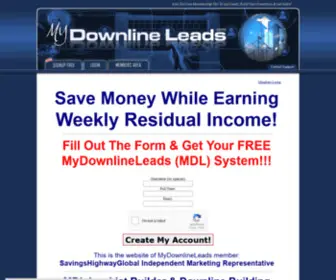 Mydownlineleads.com(Lead Generation and Downline Builder for SavingsHighwayGlobal) Screenshot