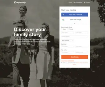 Myheritage.com(Gratis stamboom) Screenshot