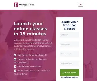 Mymangoclass.com(Launching live classes for your academy should be as simple as clicking a few buttons. MangoClass) Screenshot