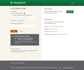 Mymanulife.com.hk(Manulife Customer Web Site) Screenshot