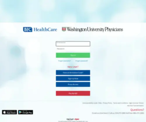Mypatientchart.org(BJC & WashU) Screenshot