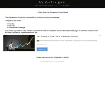 MYPYthonquiz.com(Python Quiz) Screenshot