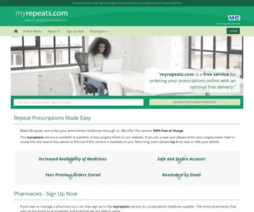 Myrepeats.com(Repeat prescription service) Screenshot