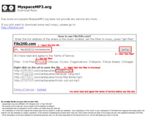 MYspaceMP3.com(Download Myspace Music) Screenshot