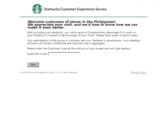 MYstarbucksvisit-PH.com(Starbucks International Web Survey) Screenshot