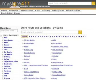 MYstore411.com(Listing of store locations and store hours) Screenshot