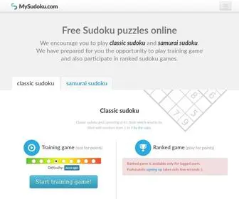 Mysudoku.com(Free daily classic and samurai Sudoku puzzles to train your brain) Screenshot