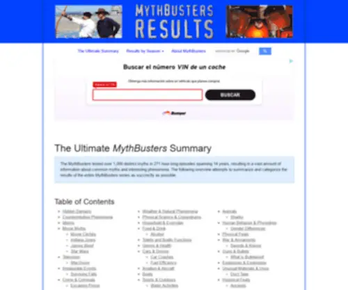 MYThbustersresults.com(MythBusters Results) Screenshot