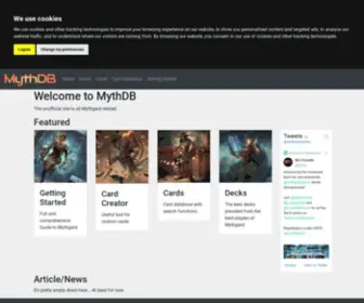 MYTHDB.eu(MythDB unofficial Mythgard Fan site) Screenshot