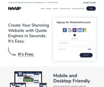 Naaip.org(Insurance Agency Website Builder & Quote Engines) Screenshot