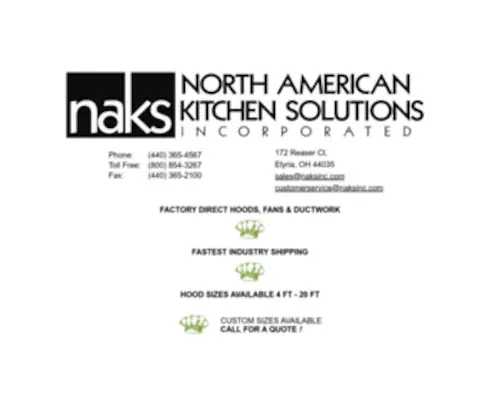 Naksinc.com(North American Kitchen Solutions (NAKS)) Screenshot