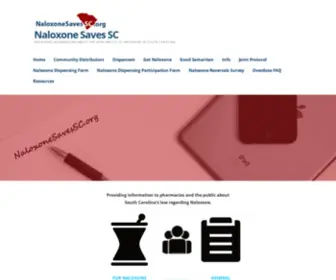 Naloxonesavessc.org(Providing information about the availability of Naloxone in South Carolina) Screenshot
