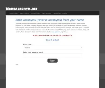 Nameacronym.net(Create a Name Acronym or word acronym. Reverse Name Acronyms) Screenshot