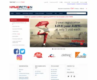 Nameaction.com(Domain Latin America) Screenshot