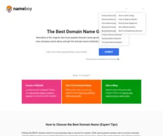 Nameboy.com(Free Domain Name Generator (Get Instant Ideas)) Screenshot