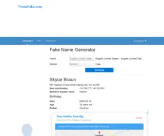 Namefake.com(Fake Name Generator) Screenshot