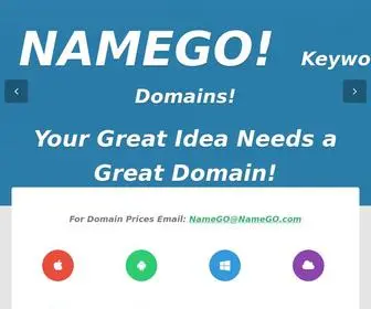 Namego.com(Your Great Idea Needs a Great Keyword Domain) Screenshot