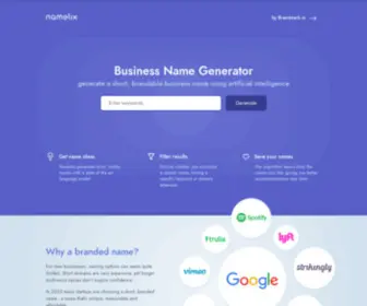 Namelix.com(Business Name Generator) Screenshot
