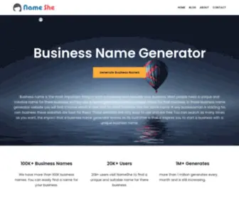 Nameshe.com(NameShe is a name generator website) Screenshot