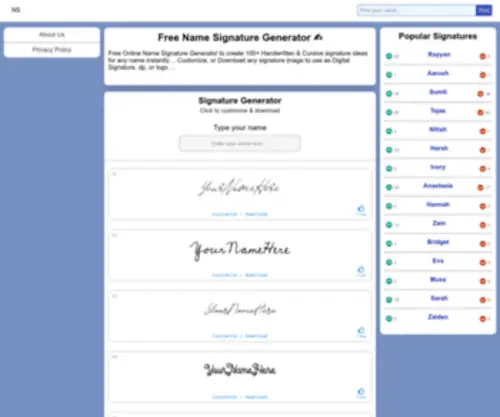 Namesignature.net(Namesignature) Screenshot