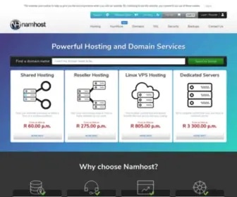 Namhost.com(Web Hosting and Domain Name Registration) Screenshot