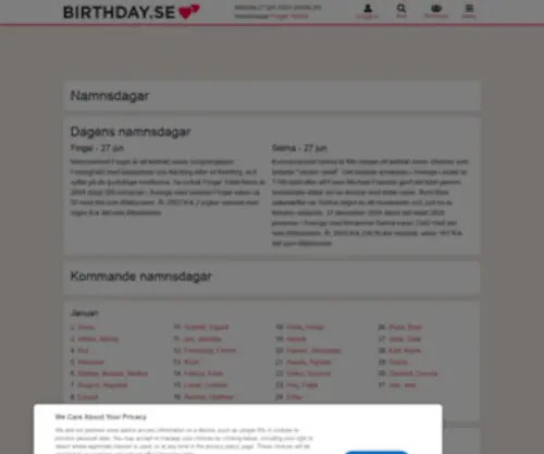 Namnsdagar.se(Namnsdagar i Sverige) Screenshot