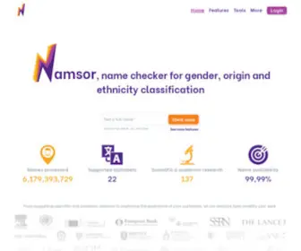 Namsor.app(Name checker for Gender) Screenshot